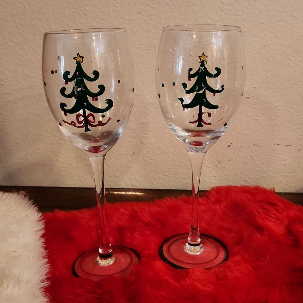 Tabla Christmas Wine Glasses Goblets
